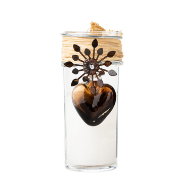 Jan Barboglio Adelita Candle Sacred Heart Vela with Chocolate Glass Heart